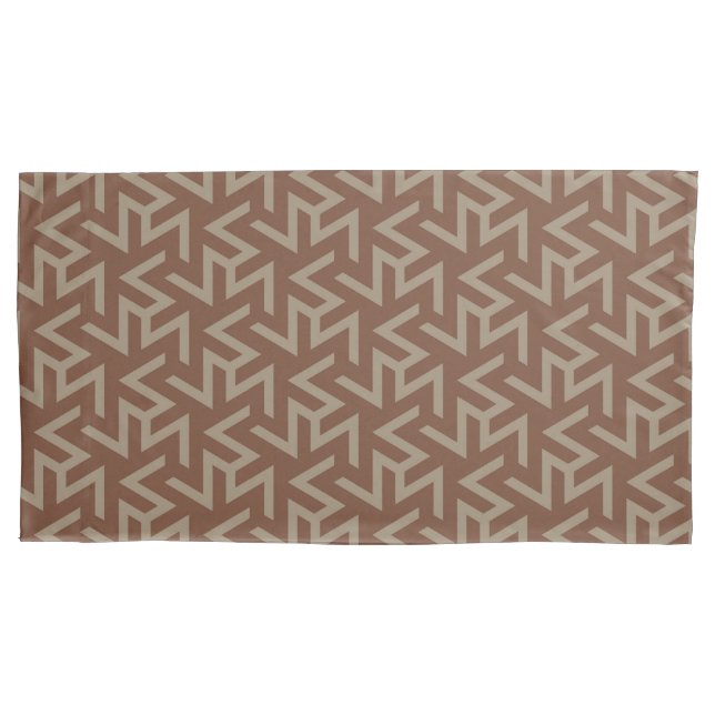 Retro Abstract Mid-Century Modern Pattern in Brown Pillow Case (Front-Left)