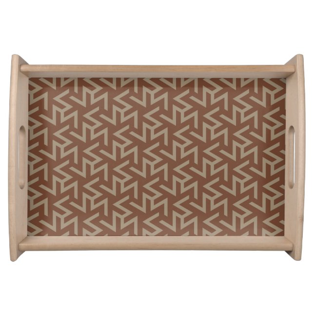 Retro Abstract Mid-Century Modern Pattern in Brown Serving Tray (Front)