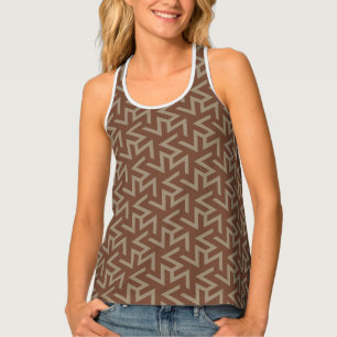 Retro Abstract Mid-Century Modern Pattern in Brown Tank Top