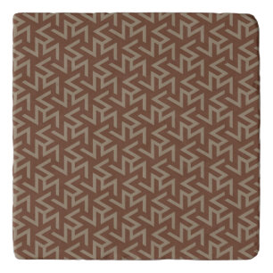 Retro Abstract Mid-Century Modern Pattern in Brown Trivet