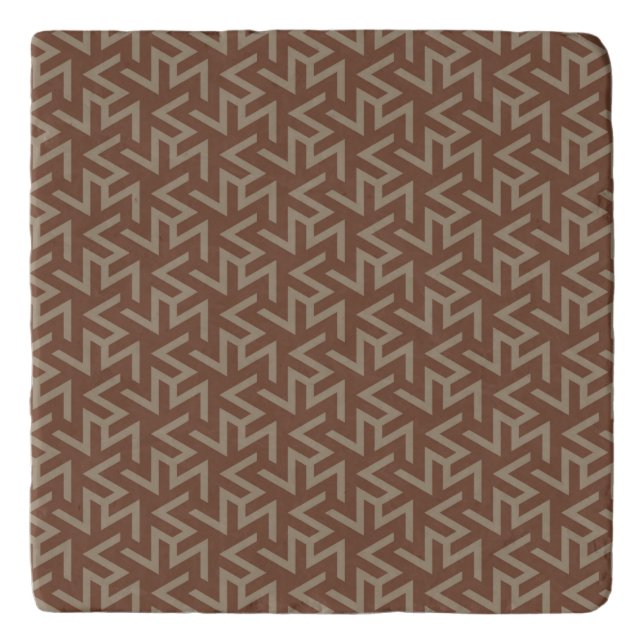 Retro Abstract Mid-Century Modern Pattern in Brown Trivet (Front)