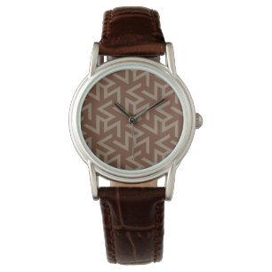 Retro Abstract Mid-Century Modern Pattern in Brown Watch
