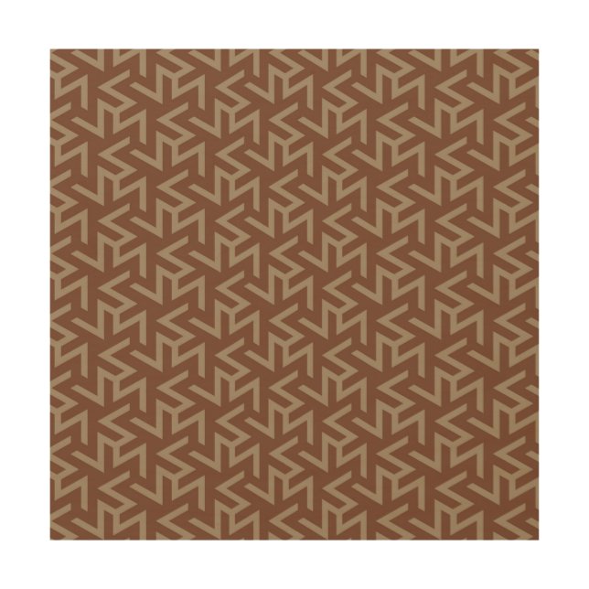 Retro Abstract Mid-Century Modern Pattern in Brown Wood Wall Art (Front)