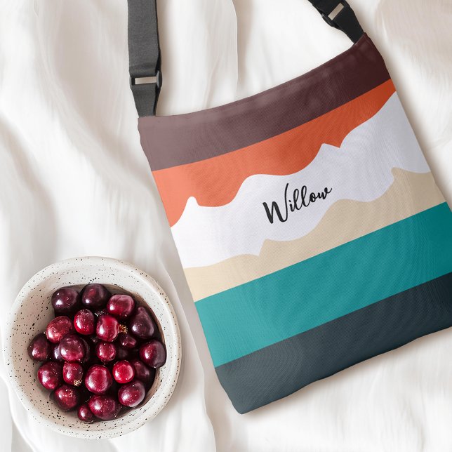 Retro Abstract Minimal Script Colour-Blocked Crossbody Bag (Creator Uploaded)