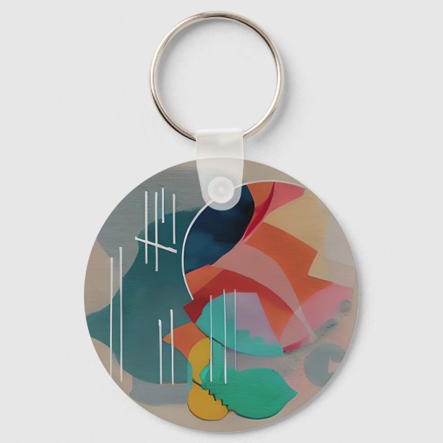 Retro abstract minimalist art  keychain (Front)