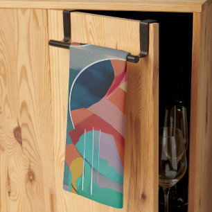 Retro abstract minimalist art kitchen towel