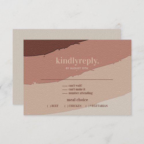 Retro Abstract Minimalist Ivory  Dusty Rose RSVP Card