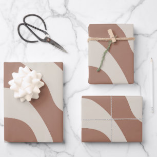 Retro Abstract Mocha Mousse 01 Wrapping Paper Sheets