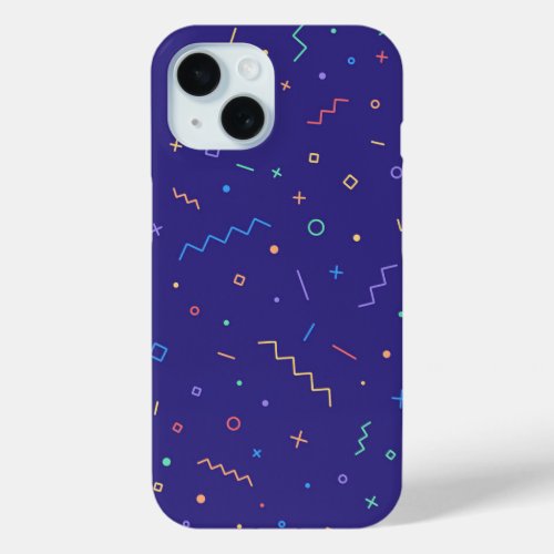 Retro Abstract Neon Pattern iPhone 15 Case