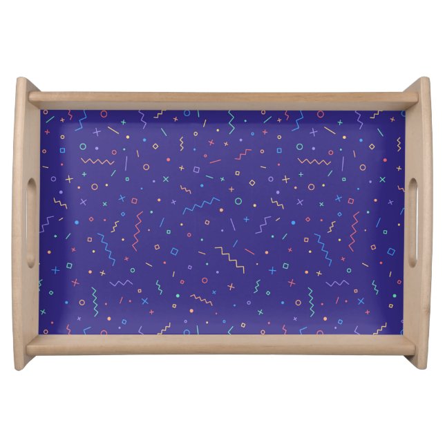 Retro Abstract Neon Pattern Serving Tray (Front)