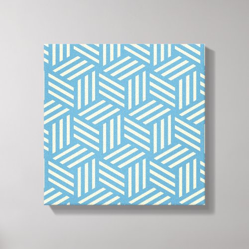 Retro Abstract Optical Illusion Cubes Pattern Blue Canvas Print