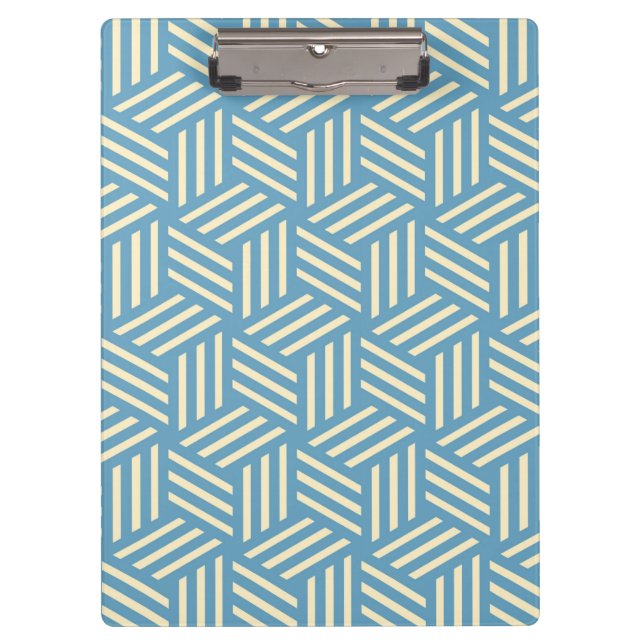 Retro Abstract Optical Illusion Cubes Pattern Blue Clipboard (Front)