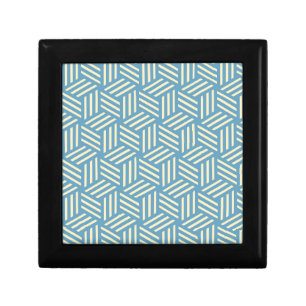 Retro Abstract Optical Illusion Cubes Pattern Blue Gift Box