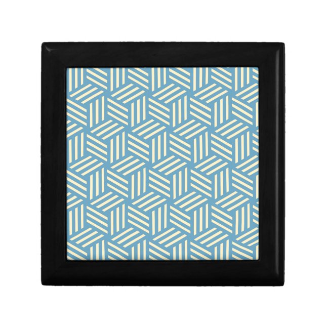 Retro Abstract Optical Illusion Cubes Pattern Blue Gift Box (Front)