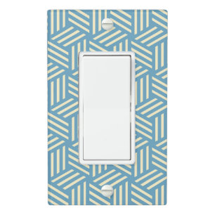 Retro Abstract Optical Illusion Cubes Pattern Blue Light Switch Cover