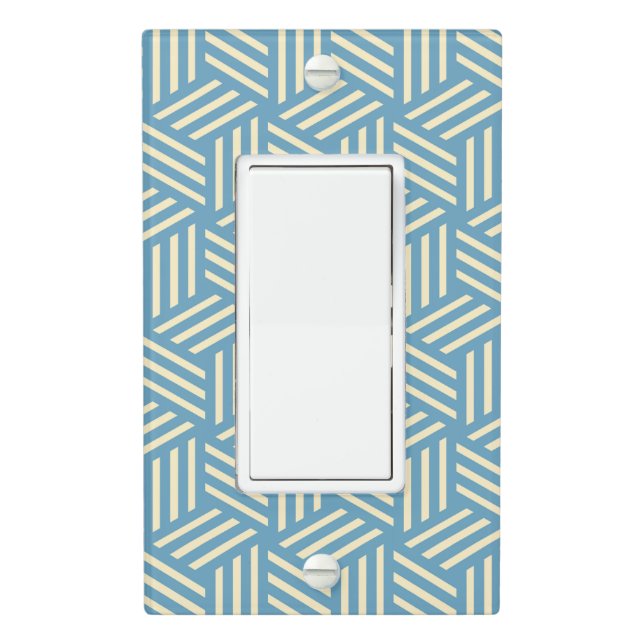Retro Abstract Optical Illusion Cubes Pattern Blue Light Switch Cover (In Situ)