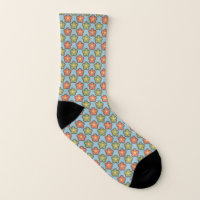 Blue Green Flowers Kaleidoscope Pattern Socks for Sale by