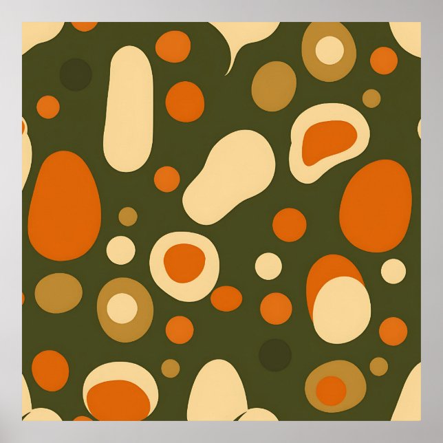 Retro Abstract Organic Shapes Pattern Poster (Front)