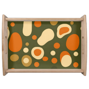 Retro Abstract Organic Shapes Pattern Serving Tray
