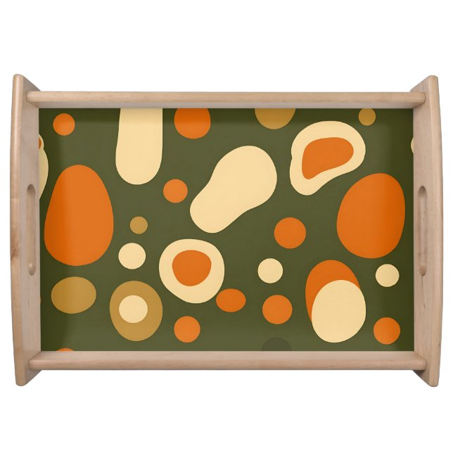 Retro Abstract Organic Shapes Pattern Serving Tray (Front)