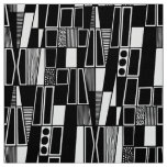 Retro Abstract Pattern 300521 - Black on White Fabric