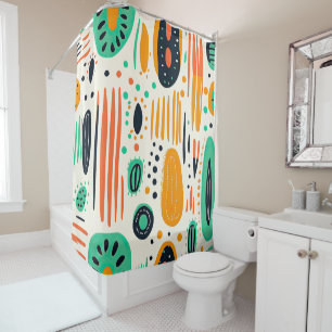 Retro Abstract Pattern Colorful BOHO Chic Shower Curtain