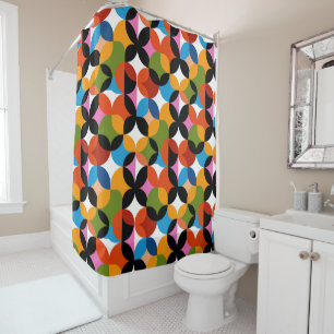 RETRO Abstract Pattern Colorful Mid Century Modern Shower Curtain