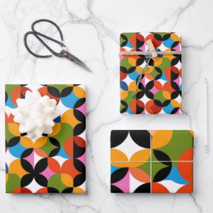 Retro Abstract Pattern Colorful Mid Century Modern Wrapping Paper Sheets