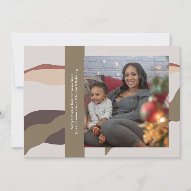 Retro Abstract Photo Christmas Holiday Card (Front)