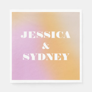 Retro Abstract Pink and Orange Gradient Wedding   Napkins