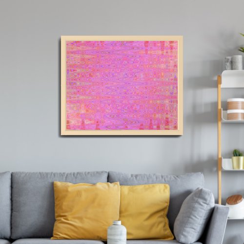 Retro Abstract Pink and Orange Squiggly Lines Framed Art