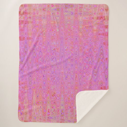 Retro Abstract Pink and Orange Squiggly Lines Sherpa Blanket
