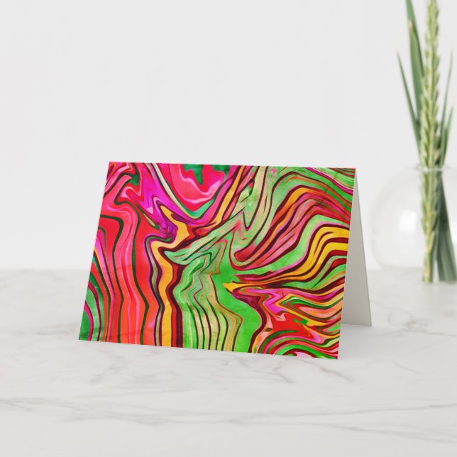 Retro Abstract Pink Colorful Modern Blank Card (Front)