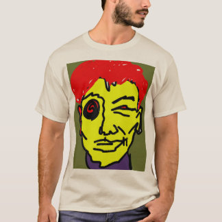 Retro Abstract Pink Hair Expressionist Face Art T-Shirt