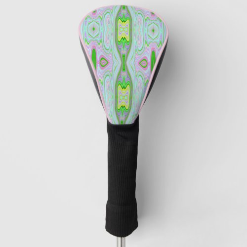 Retro Abstract Pink Lime Green and Aqua Pattern Golf Head Cover