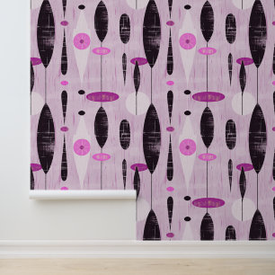 Retro Abstract Pink Purple Geometric Pattern Wallpaper