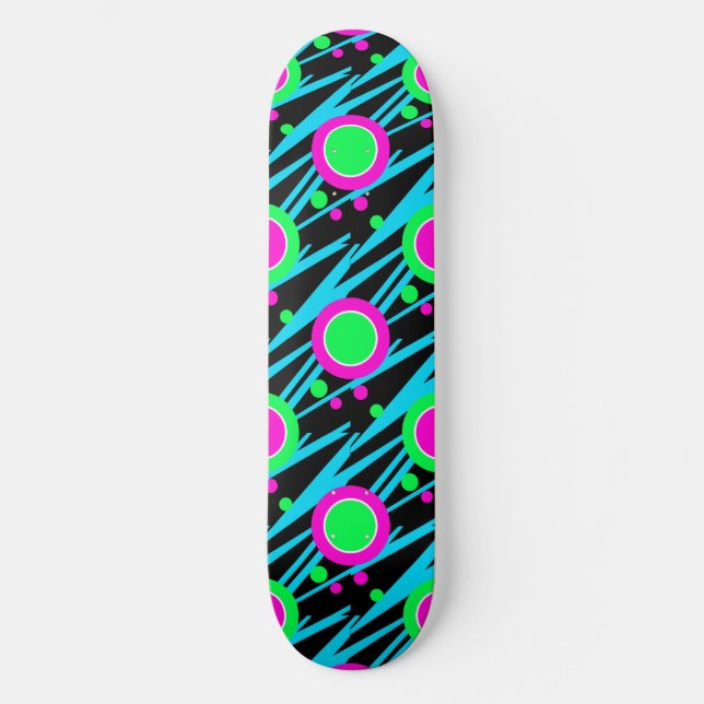 Retro Abstract Polka Dot Pattern Skateboard Deck (Front)