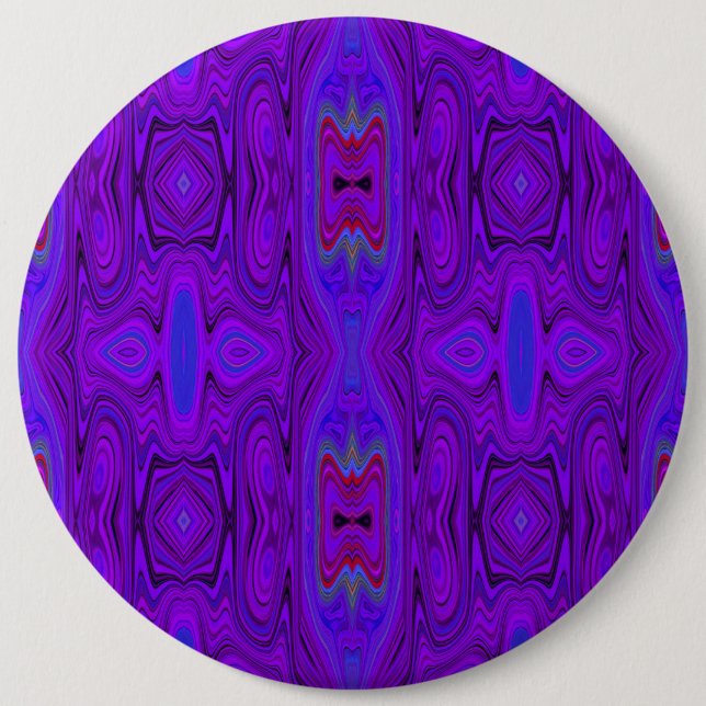 Retro Abstract Purple and Royal Blue Pattern Button (Front)