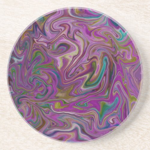 Retro Abstract Purple Sandstone Coaster