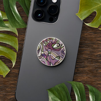 Retro Abstract Purple Violet Mosaic Art Pattern Popsocket by All_In_Cute_Fun at Zazzle