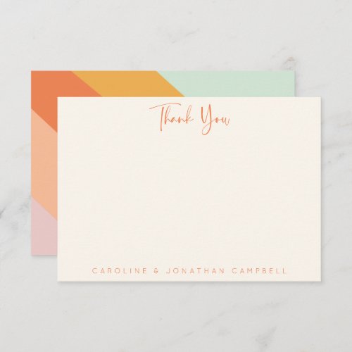 Retro Abstract Stripe Chic Mint Pastel Script Name Thank You Card