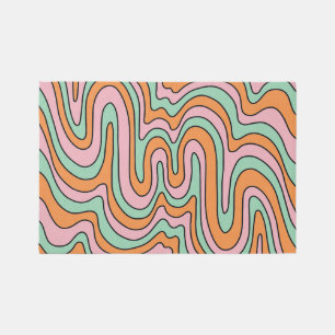 Retro Abstract Swirls Area Rug