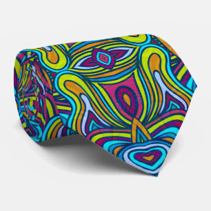 Retro Abstract Swirls Neck Tie