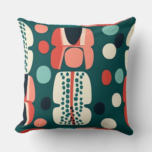 Retro Abstract Totem & Pod Pillow (Front)