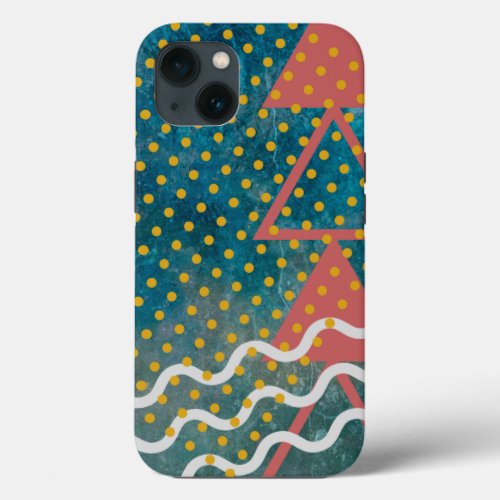 Retro Abstract Triangles of Four and Dots  Canvas iPhone 13 Case