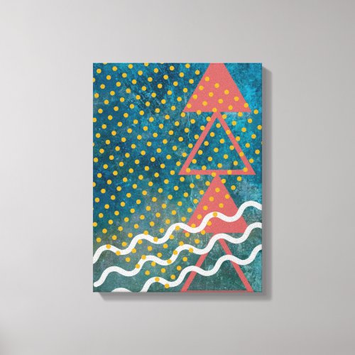 Retro Abstract Triangles of Four and Dots  Canvas Print