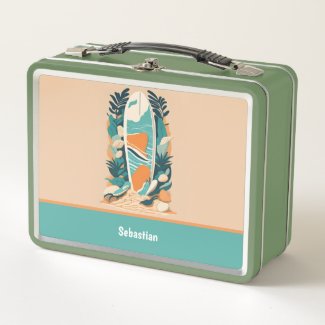 Retro Abstract Tropical Beach Surfboard for Teens