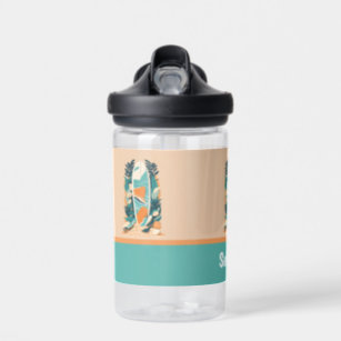 Retro Abstract Tropical Beach Surfboard Water Bottle