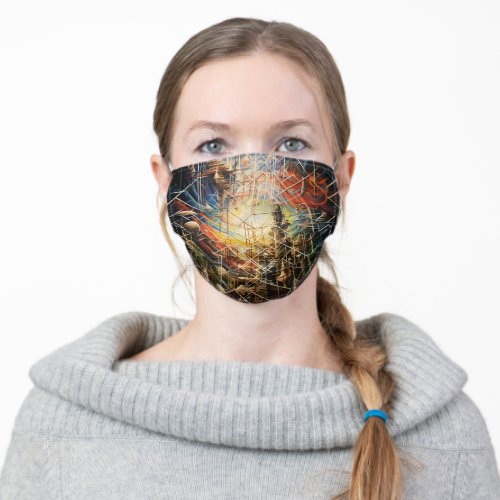 Retro Abstract Urban Skylines Adult Cloth Face Mask