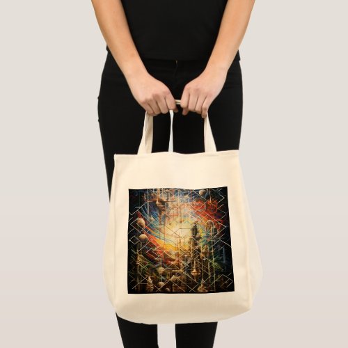 Retro Abstract Urban Skylines Tote Bag